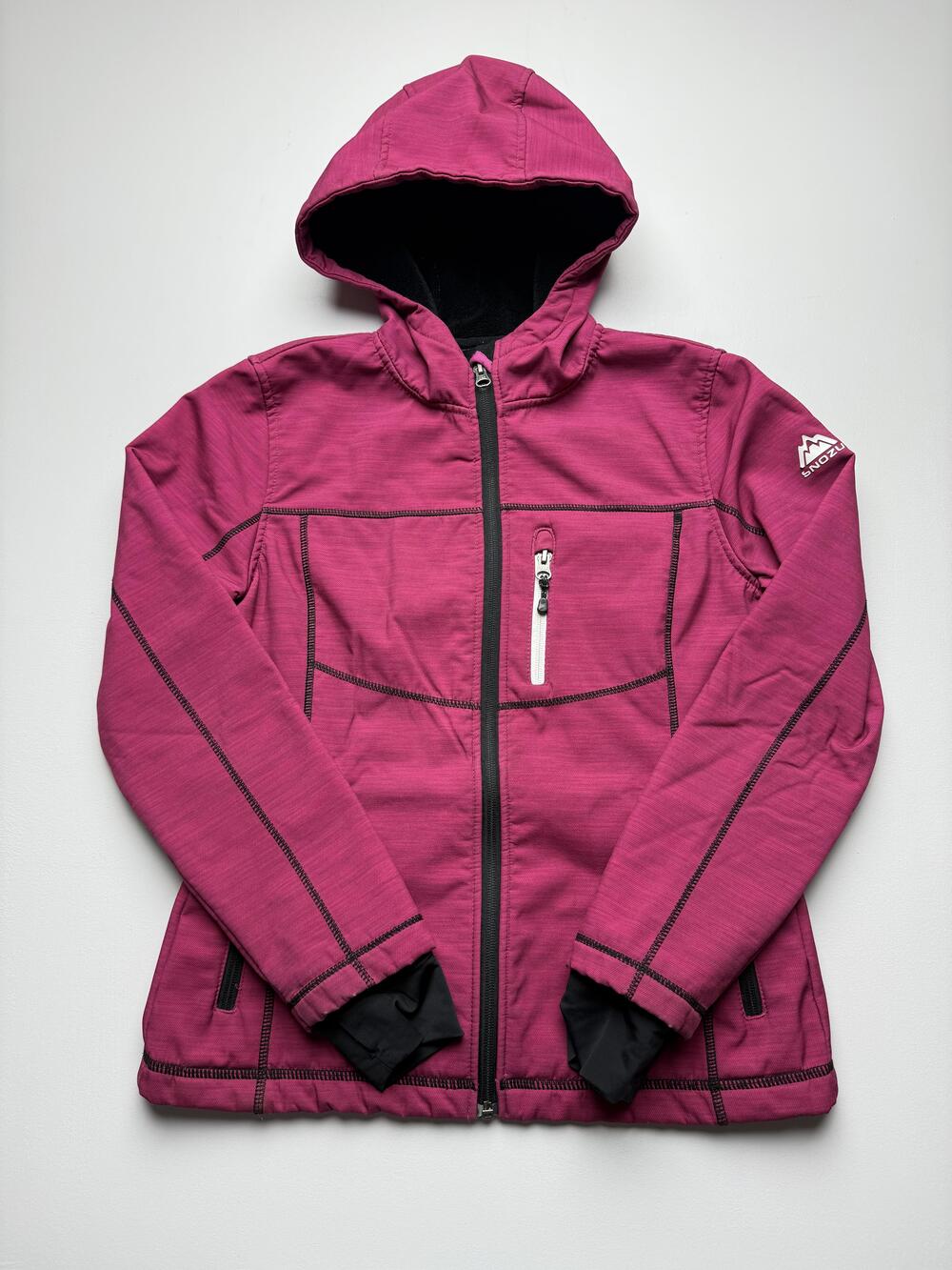 Snozu Jacket Youth Large 14/16 Pink Hooded Softshell Fleece Ski Winter
